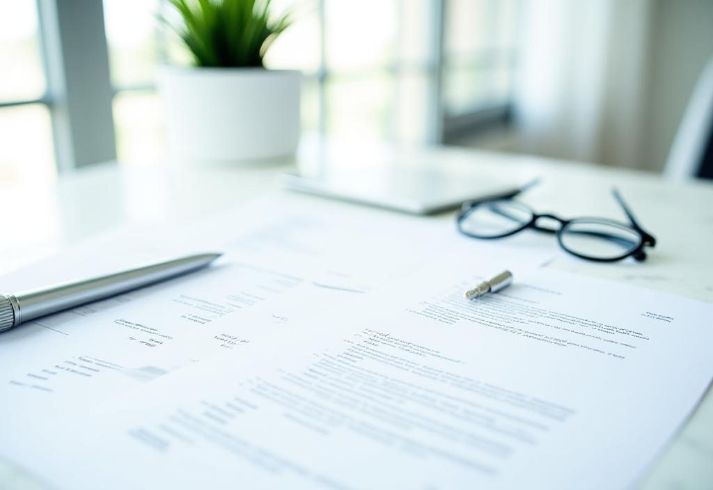 Documents juridiques et stylo sur un bureau moderne